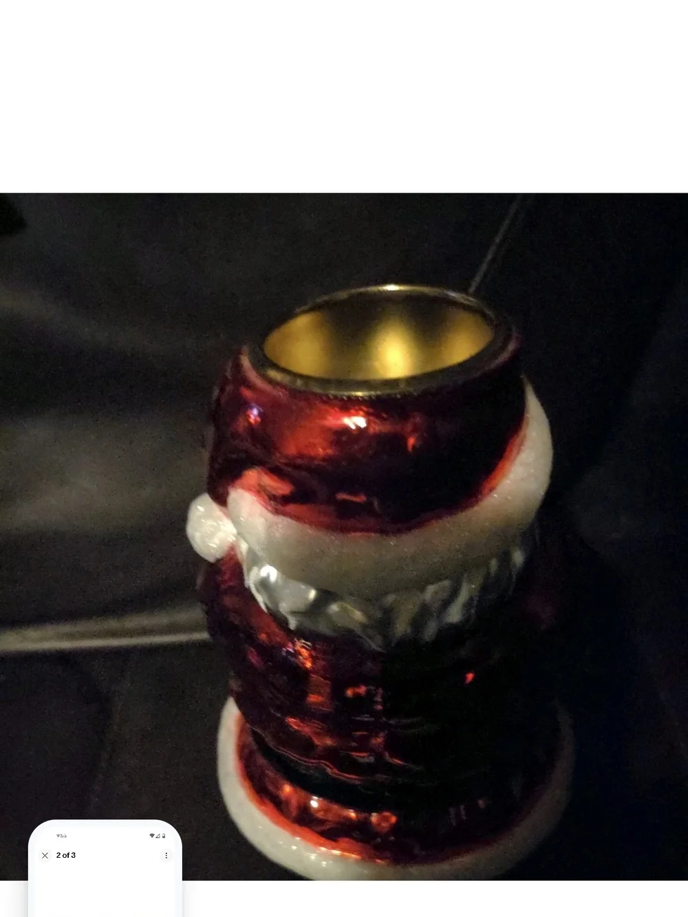 Santa Claus Candle Holder Tea Light Christmas Tree Present Mercury Glass Glitter
